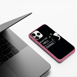Чехол iPhone 11 Pro матовый What the hell, цвет: 3D-малиновый — фото 2