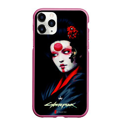 Чехол iPhone 11 Pro матовый Cyberpunk 2077 самурай