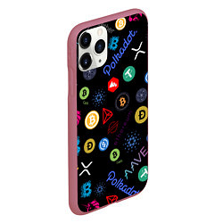 Чехол iPhone 11 Pro матовый BITCOIN PATTERN БИТКОИН Z, цвет: 3D-малиновый — фото 2