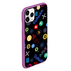 Чехол iPhone 11 Pro матовый BITCOIN PATTERN БИТКОИН Z, цвет: 3D-фиолетовый — фото 2
