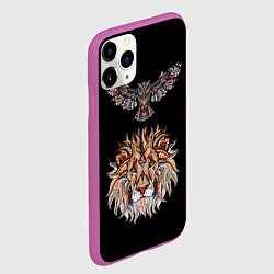 Чехол iPhone 11 Pro матовый Лев и Сова, цвет: 3D-фиолетовый — фото 2