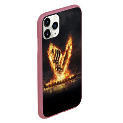 Чехол iPhone 11 Pro матовый Викинги Vikings спина Z, цвет: 3D-малиновый — фото 2