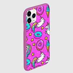 Чехол iPhone 11 Pro матовый Единороги с пончиками, цвет: 3D-фиолетовый — фото 2