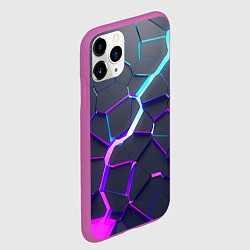 Чехол iPhone 11 Pro матовый НЕОНОВЫЙ РАЗЛОМ 3Д РАЗЛОМ, цвет: 3D-фиолетовый — фото 2