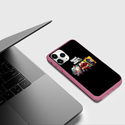 Чехол iPhone 11 Pro матовый Grand Theft Auto V персонажи, цвет: 3D-малиновый — фото 2