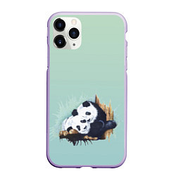 Чехол iPhone 11 Pro матовый Акварельные панды, цвет: 3D-светло-сиреневый