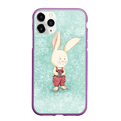 Чехол iPhone 11 Pro матовый Зайчик с подарком, цвет: 3D-фиолетовый