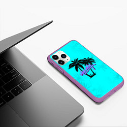 Чехол iPhone 11 Pro матовый GTA Vice City гавайка, цвет: 3D-фиолетовый — фото 2