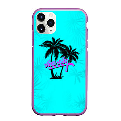 Чехол iPhone 11 Pro матовый GTA Vice City гавайка, цвет: 3D-фиолетовый