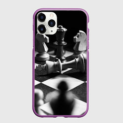 Чехол iPhone 11 Pro матовый Шахматы, цвет: 3D-фиолетовый