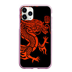 Чехол iPhone 11 Pro матовый RED CHINA DRAGON, цвет: 3D-розовый
