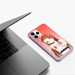Чехол iPhone 11 Pro матовый Девушка ищет кадр измеряет, цвет: 3D-розовый — фото 2