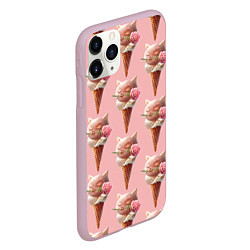 Чехол iPhone 11 Pro матовый Мороженное Кошечки, цвет: 3D-розовый — фото 2