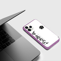 Чехол iPhone 11 Pro матовый Черный клеывер аниме, цвет: 3D-фиолетовый — фото 2