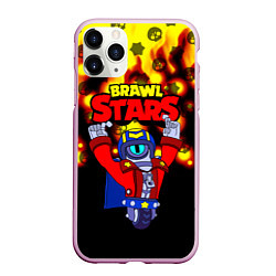 Чехол iPhone 11 Pro матовый Brawl StarsStu, цвет: 3D-розовый