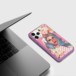 Чехол iPhone 11 Pro матовый Лана дел рей в цветах, цвет: 3D-фиолетовый — фото 2