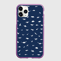 Чехол iPhone 11 Pro матовый Dinoworld 2, цвет: 3D-фиолетовый