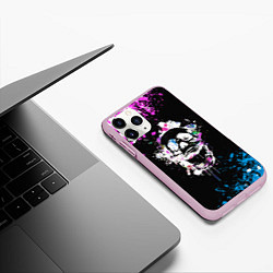 Чехол iPhone 11 Pro матовый Череп в краске, цвет: 3D-розовый — фото 2