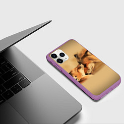 Чехол iPhone 11 Pro матовый Лисички, цвет: 3D-фиолетовый — фото 2