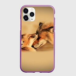 Чехол iPhone 11 Pro матовый Лисички, цвет: 3D-фиолетовый