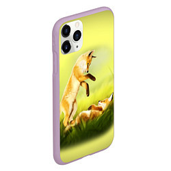 Чехол iPhone 11 Pro матовый Лисята, цвет: 3D-сиреневый — фото 2
