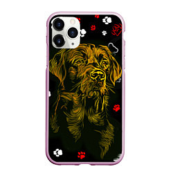 Чехол iPhone 11 Pro матовый Пёс, цвет: 3D-розовый