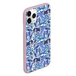 Чехол iPhone 11 Pro матовый Рыбы-птицы Узоры, цвет: 3D-розовый — фото 2