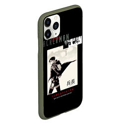Чехол iPhone 11 Pro матовый Леви Капитан Атака Титанов, цвет: 3D-темно-зеленый — фото 2