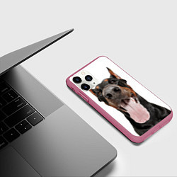 Чехол iPhone 11 Pro матовый Доберман Doberman, цвет: 3D-малиновый — фото 2