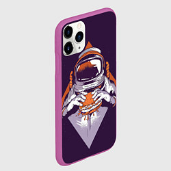 Чехол iPhone 11 Pro матовый Космонавт ест бургер, цвет: 3D-фиолетовый — фото 2