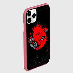 Чехол iPhone 11 Pro матовый CYBERPUNK 2077 КОТ КИАНУ РИВЗ, цвет: 3D-малиновый — фото 2