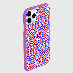Чехол iPhone 11 Pro матовый Русские народные узоры, цвет: 3D-фиолетовый — фото 2