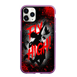 Чехол iPhone 11 Pro матовый FLY HIGH ВОЛЕЙБОЛ!!, цвет: 3D-фиолетовый