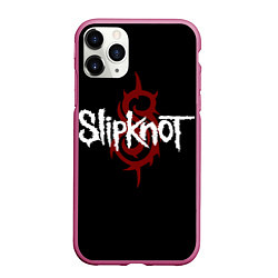 Чехол iPhone 11 Pro матовый Slipknot Надпись, цвет: 3D-малиновый