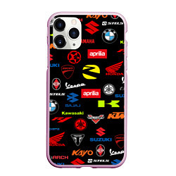 Чехол iPhone 11 Pro матовый Motorcycle pattern Мото паттерн Z, цвет: 3D-розовый