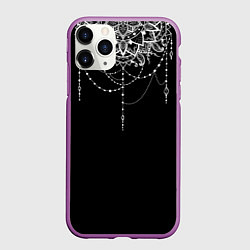 Чехол iPhone 11 Pro матовый Белая Мандала, цвет: 3D-фиолетовый