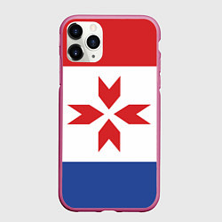 Чехол iPhone 11 Pro матовый Мордовия, цвет: 3D-малиновый