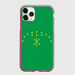 Чехол iPhone 11 Pro матовый Адыгея, цвет: 3D-малиновый