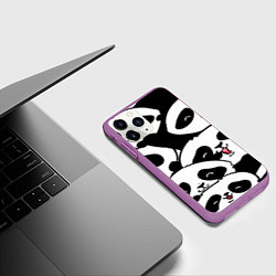 Чехол iPhone 11 Pro матовый Панды, цвет: 3D-фиолетовый — фото 2