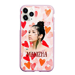 Чехол iPhone 11 Pro матовый Manizha на фоне сердечек, цвет: 3D-розовый