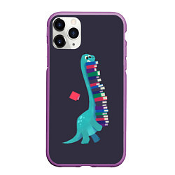 Чехол iPhone 11 Pro матовый Book Dinosaur, цвет: 3D-фиолетовый