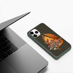 Чехол iPhone 11 Pro матовый Book Dragon, цвет: 3D-темно-зеленый — фото 2