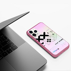 Чехол iPhone 11 Pro матовый Printstream style Поток информации Белизна 0 1,Чер, цвет: 3D-малиновый — фото 2