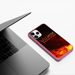 Чехол iPhone 11 Pro матовый Valheim огненный лого, цвет: 3D-малиновый — фото 2