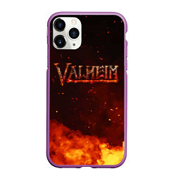 Чехол iPhone 11 Pro матовый Valheim огненный лого, цвет: 3D-фиолетовый