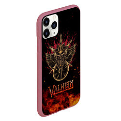 Чехол iPhone 11 Pro матовый Valheim символ черепа, цвет: 3D-малиновый — фото 2