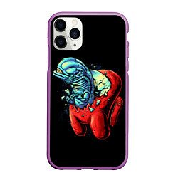 Чехол iPhone 11 Pro матовый Among Us Aliens, цвет: 3D-фиолетовый