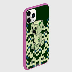 Чехол iPhone 11 Pro матовый Minecraft Крипер, цвет: 3D-фиолетовый — фото 2