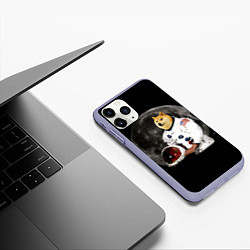 Чехол iPhone 11 Pro матовый Доги Космонавт, цвет: 3D-светло-сиреневый — фото 2