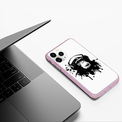 Чехол iPhone 11 Pro матовый Обезьяна Меломан, цвет: 3D-розовый — фото 2